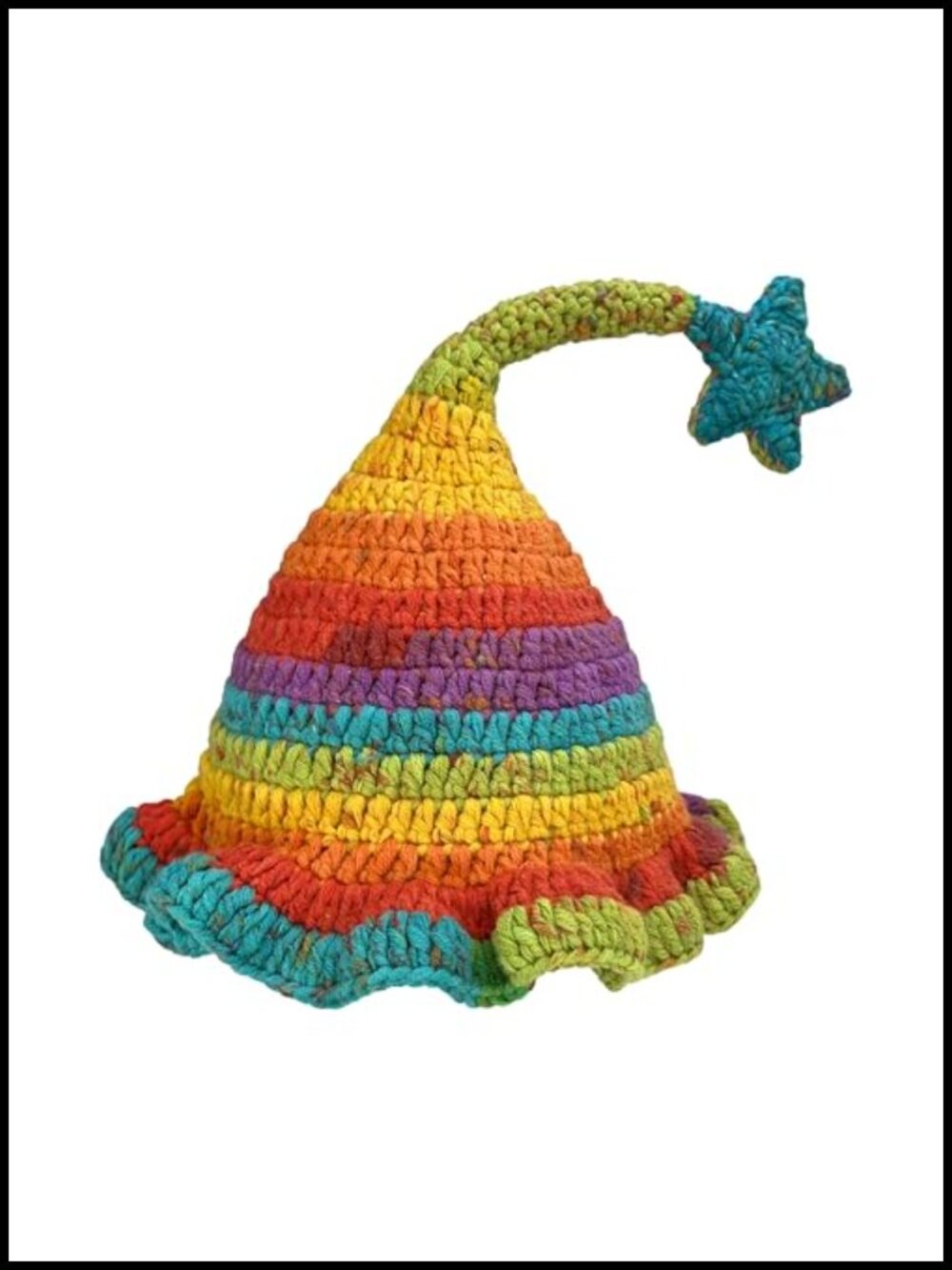 Handmade Crochet Elf Gnome Hat with Star Top for Kids Adults Winter Beanie